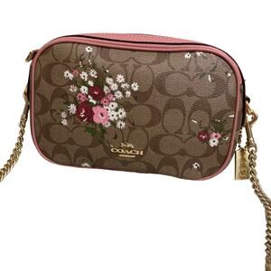 COACH ISLA Floral Cherry Blossoms PVC Signature Camera Chain Xbody F29732